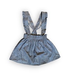 Chambray Suspender Skirt Size 12M with Ruffle Straps & Paper Bag Waist